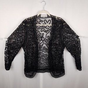Sophie Chang sweater black net w/ribbon overlay‎ XL
